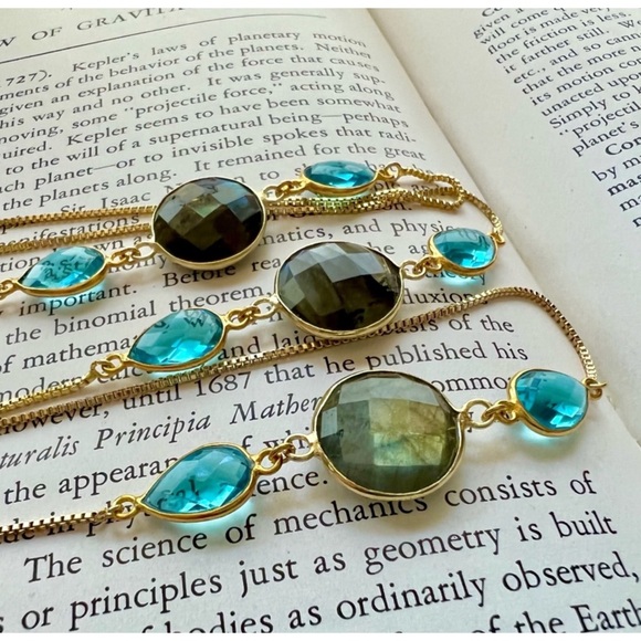 Tinsley Labradorite Aqua Chalcedony Adjustable Necklace - Picture 8 of 9